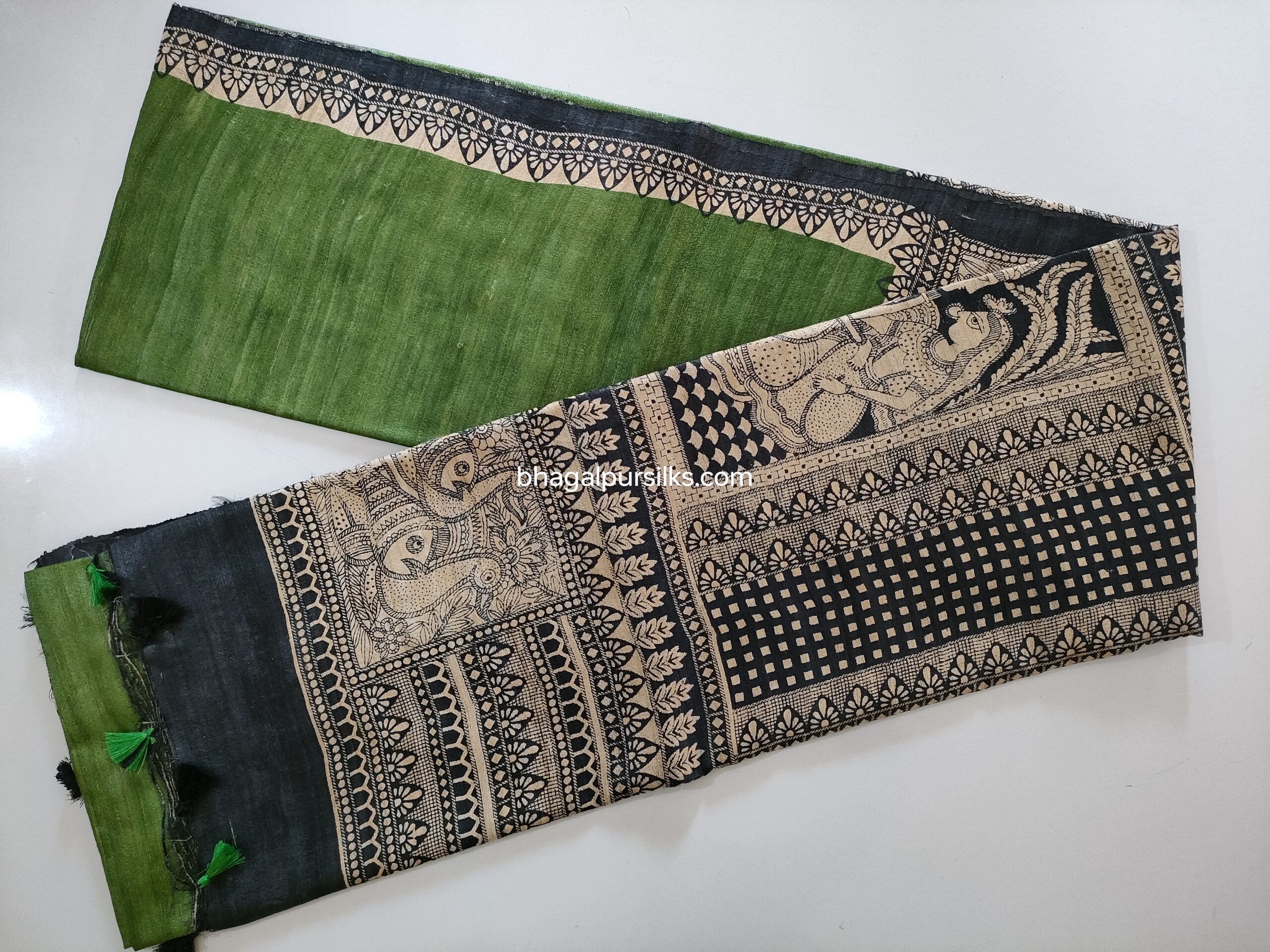 Pure Silk Tussar Ghicha Screen Printed Saree - Image 5