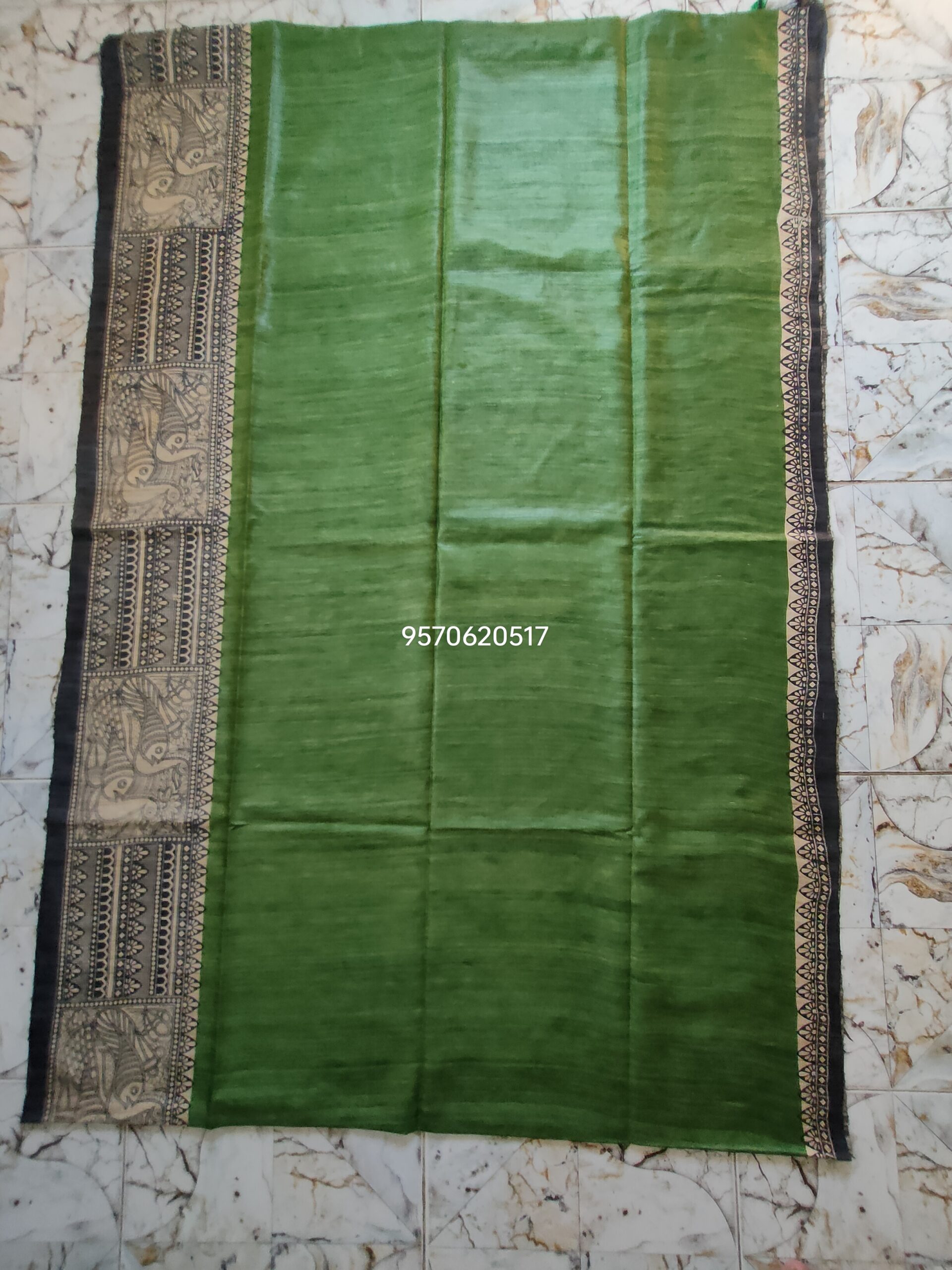 Pure Silk Tussar Ghicha Screen Printed Saree - Image 9