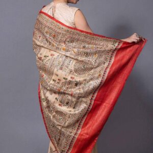 Pure Silk Tussar Ghicha Screen Printed Saree