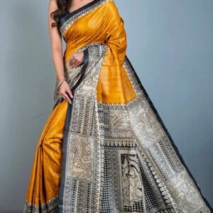 Pure Silk Tussar Ghicha Screen Printed Saree