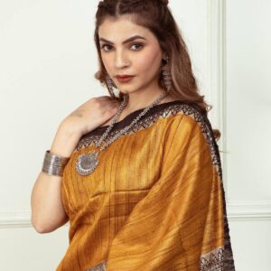 Pure Silk Tussar Ghicha Screen Printed Saree