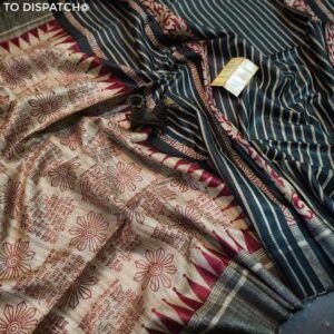 Pure Silk Tussar Ghicha Screen Printed Saree