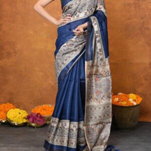 Pure Silk Tussar Ghicha Screen Printed Saree