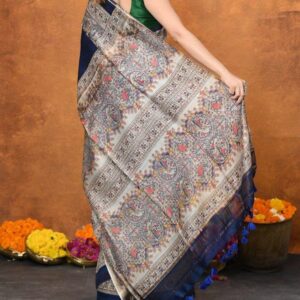 Pure Silk Tussar Ghicha Screen Printed Saree