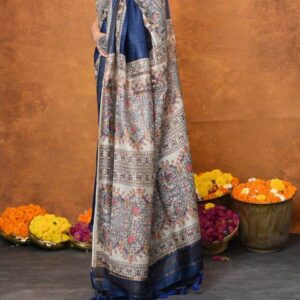 Pure Silk Tussar Ghicha Screen Printed Saree