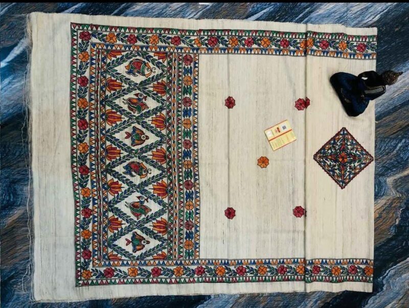 Handwoven Tussar Ghicha Silk Dupatta