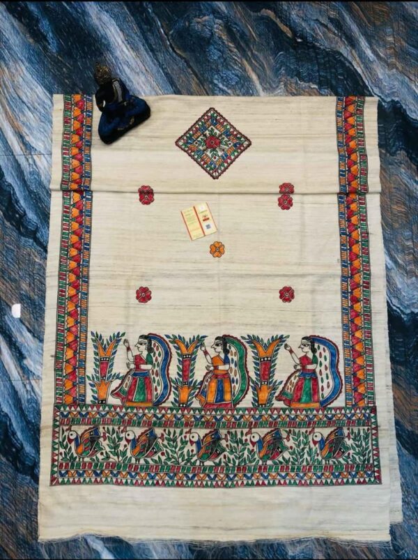 Handwoven Tussar Ghicha Silk Dupatta
