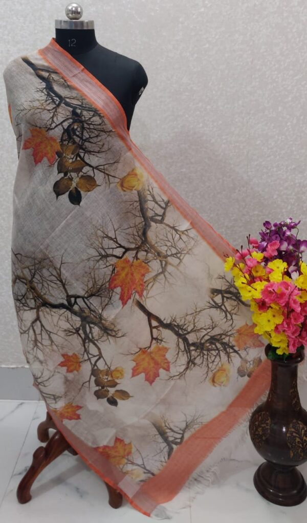Pure Handloom Linen Digital Print Dupatta