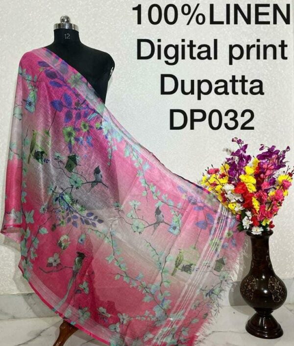 Pure Handloom Linen Digital Print Dupatta