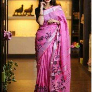 Hand-woven Thread Work Linen Cotton Saree