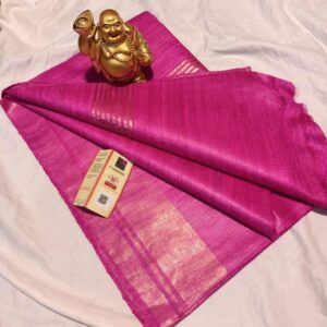 Pure Silk Tussar Ghicha Saree with Woven Zari Border