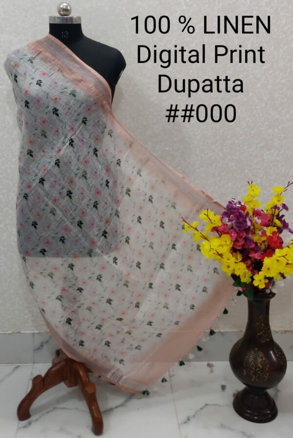 Pure Handloom Linen Digital Print Dupatta