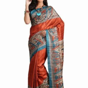 Pure Silk Tussar Ghicha Screen Printed Saree