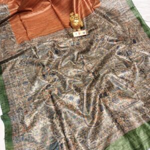 Pure Silk Tussar Ghicha Screen Printed Saree