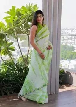 Bhagalpuri Cotton Slub Shibori Saree With Running Blouse