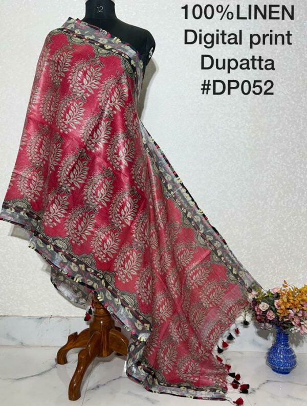 Pure Handloom Linen Digital Print Dupatta