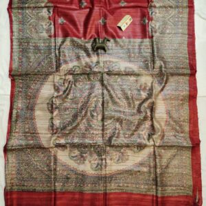 Pure Silk Tussar Ghicha Screen Printed Saree