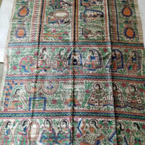 Full Madhubani Painted Ghicha Tussar Silk Saree