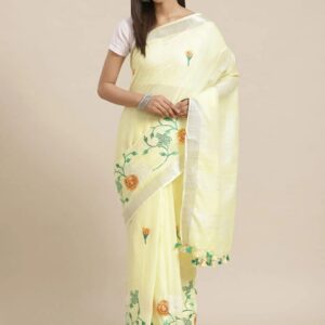 Hand-woven Thread Work Linen Cotton Saree