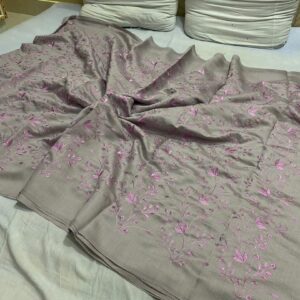 Katan Staple Embroidery Saree With Blouse