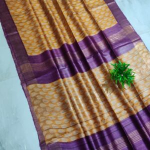 Pure Silk Tussar Ghicha Screen Printed Saree