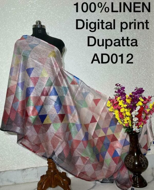 Pure Handloom Linen Digital Print Dupatta