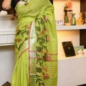 Hand-woven Thread Work Linen Cotton Saree