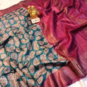 Pure Silk Tussar Ghicha Screen Printed Saree
