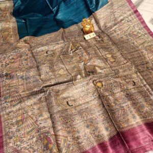 Pure Silk Tussar Ghicha Screen Printed Saree
