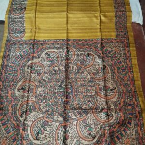 Madhubani Hand Painted Ghicha Tussar Silk Saree