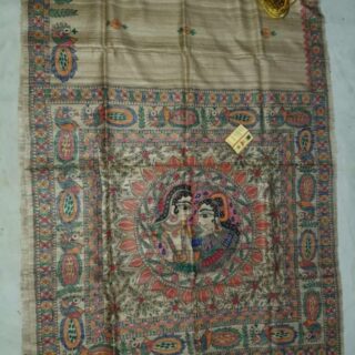 Hand Painting Tussar Ghicha Silk Saree