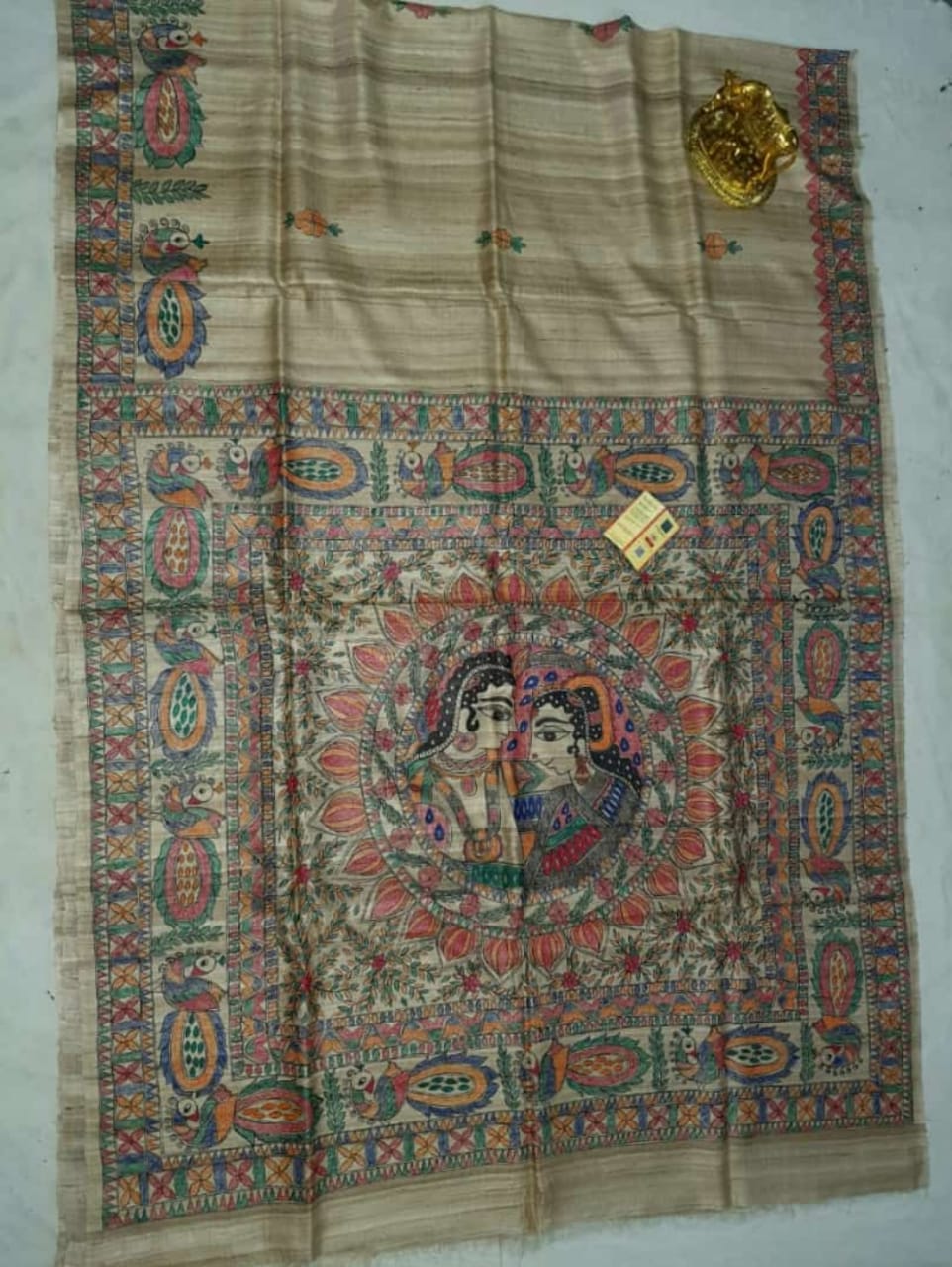 Hand Painting Tussar Ghicha Silk Saree