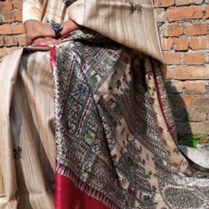 Pure Silk Tussar Ghicha Screen Printed Saree