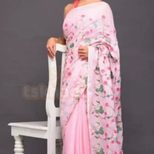 Hand-woven Thread Work Linen Cotton Saree
