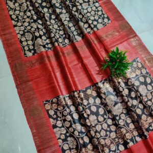 Pure Silk Tussar Ghicha Screen Printed Saree