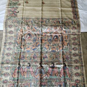Madhubani Hand Painted Ghicha Tussar Silk Saree