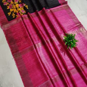 Pure Silk Tussar Ghicha Screen Printed Saree