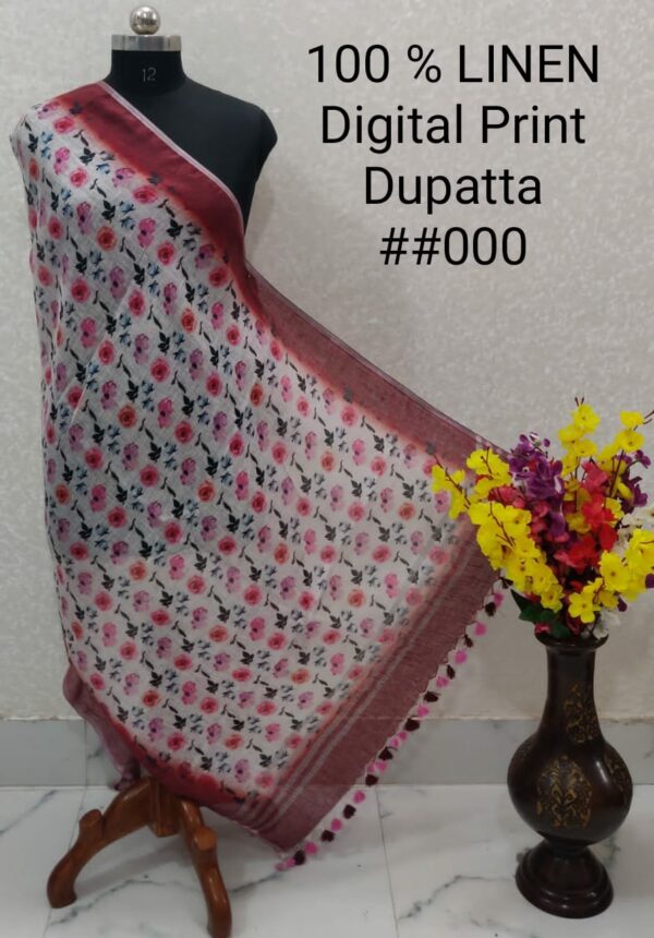 Pure Handloom Linen Digital Print Dupatta