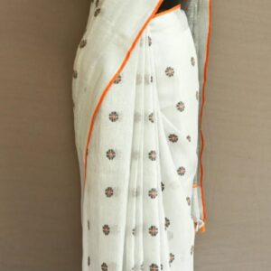 Hand-woven Thread Work Linen Cotton Saree