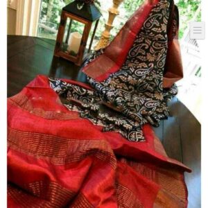 Pure Silk Tussar Ghicha Screen Printed Saree