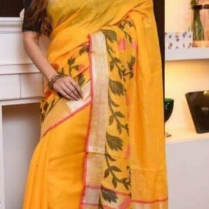Hand-woven Thread Work Linen Cotton Saree