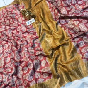 Pure Silk Tussar Ghicha Screen Printed Saree