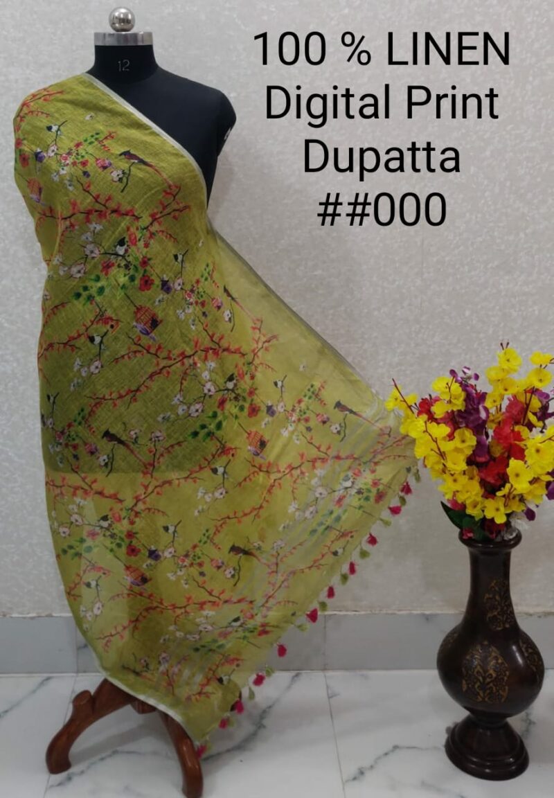 Pure Handloom Linen Digital Print Dupatta
