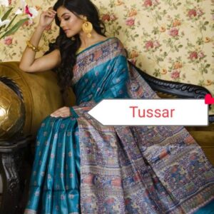 Pure Silk Tussar Ghicha Screen Printed Saree