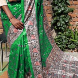 Pure Silk Tussar Ghicha Screen Printed Saree