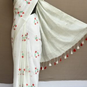 Hand-woven Thread Work Linen Cotton Saree