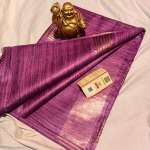 Pure Silk Tussar Ghicha Saree with Woven Zari Border