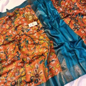 Pure Silk Tussar Ghicha Screen Printed Saree