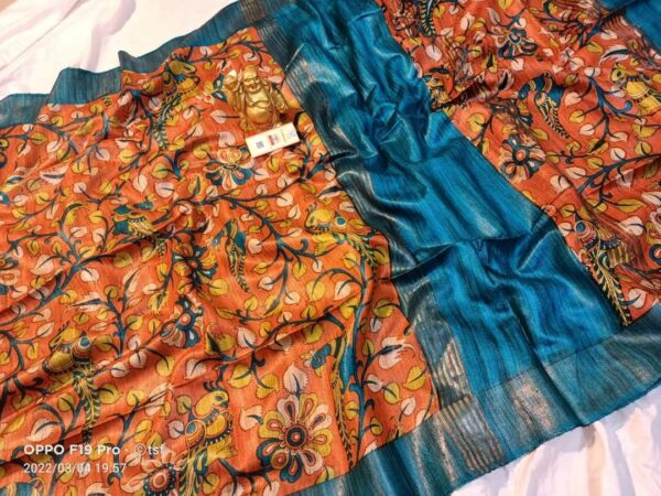Pure Silk Tussar Ghicha Screen Printed Saree