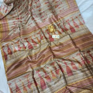 Pure Silk Tussar Ghicha Screen Printed Saree